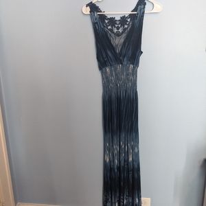 Abstract Patterned Blue Maxi Dress Vacation vibes